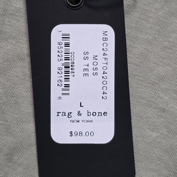 rag & bone Gravity Classic T-Shirt Men L Olive Vetiver Crew Neck - Picture 2 of 8